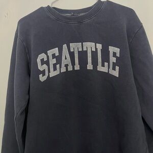 Brandy Melville Navy Blue Seattle Crew Neck Sweater